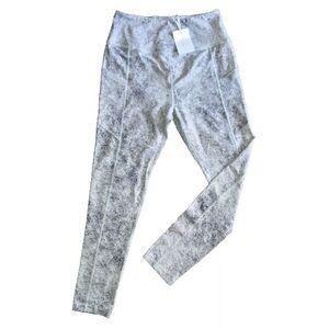 Women's Large 10-16 Eluminary High Waist Leggings Pockets Gray Marble Print